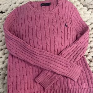 VINTAGE POLO CABLE-KNIT SWEATER - pink